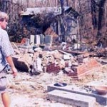 In the photo below, John Anderson, youngest son of Walter Anderson, surveys the destroyed property and art work. Photo by Paul F. Jacobs