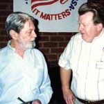 Shelby Foote talks to Robert McCarty. Photo courtesy of Frances McCarty.